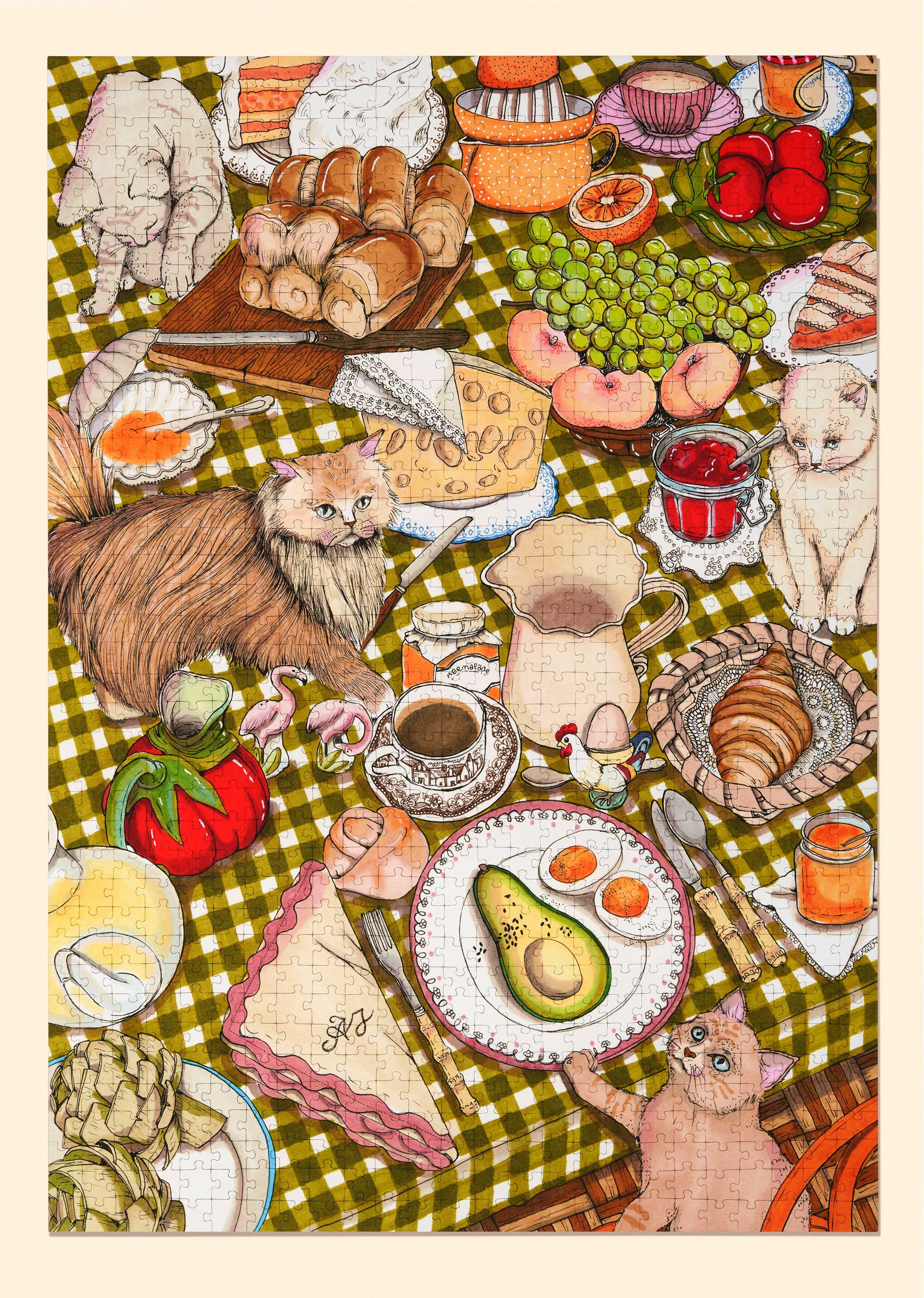 Brunch and Cats - 1000-Piece Jigsaw Puzzle by Ordinary Habit