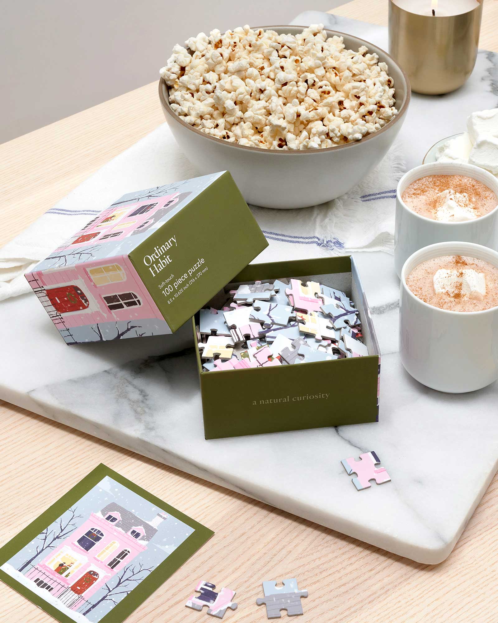 Christmas Pink House - 100-Piece Jigsaw Puzzle by Ordinary Habit