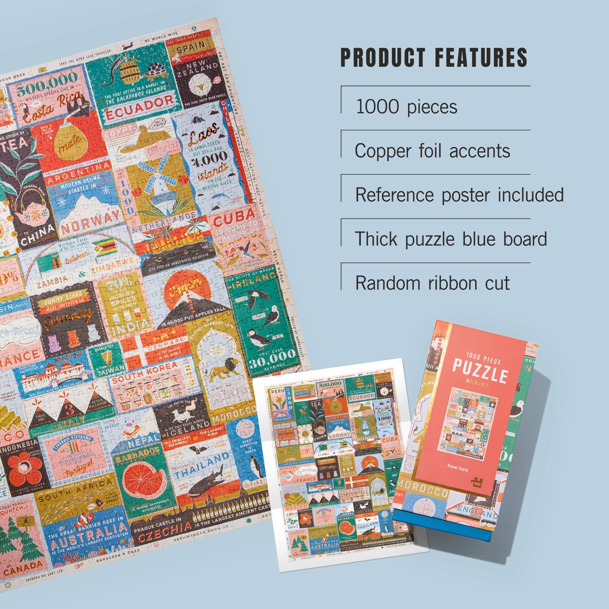 travel facts 1000 piece puzzle lantern press