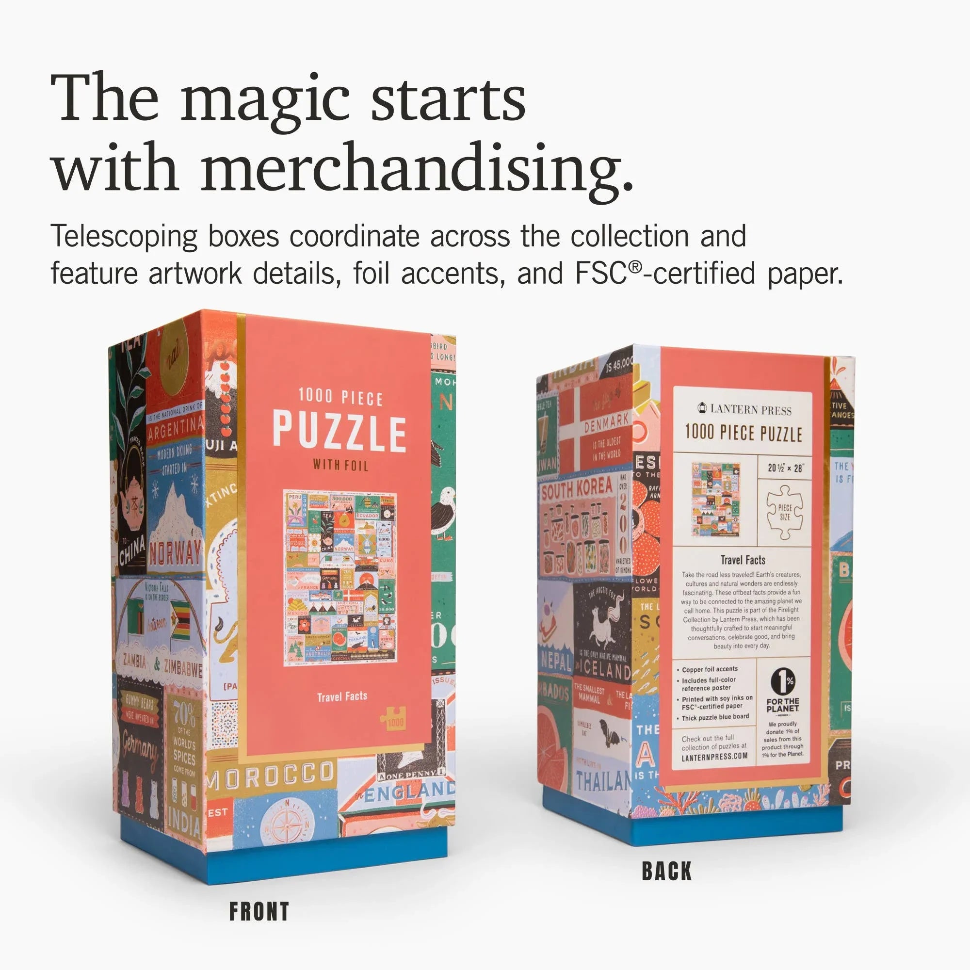 travel facts 1000 piece puzzle lantern press