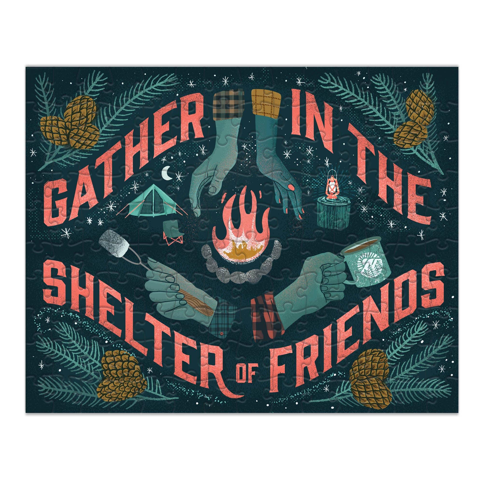 Gather in the Shelter of Friends – 140‑Piece Mini Jigsaw Puzzle by Lantern Press