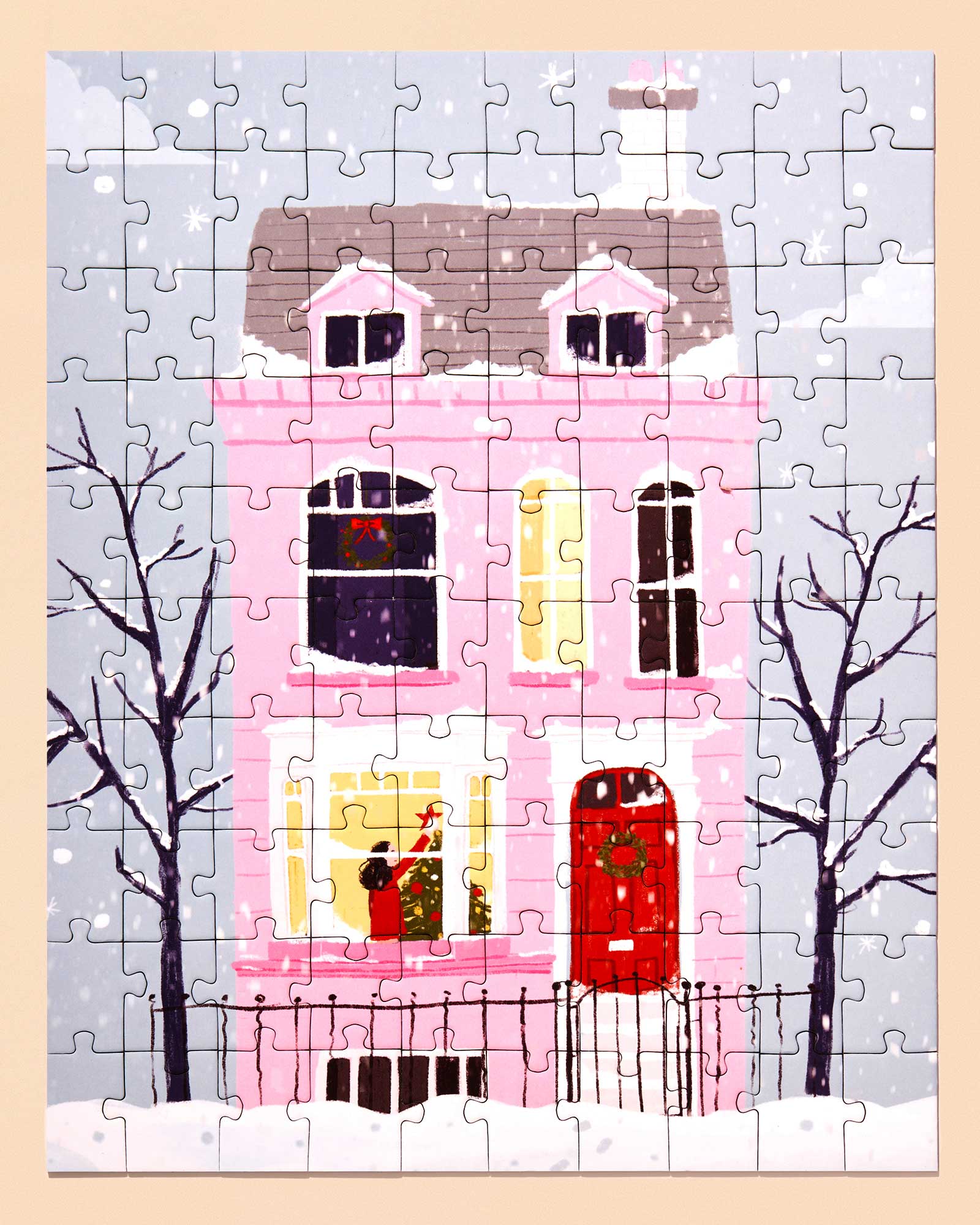 Christmas Pink House - 100-Piece Jigsaw Puzzle by Ordinary Habit