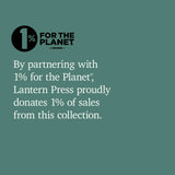 Lantern Press promotional graphic for 1% for the Planet on a green background