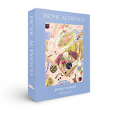 Puzzle box titled 'Picnic Al Fresco' with illustrations of food on a light blue background