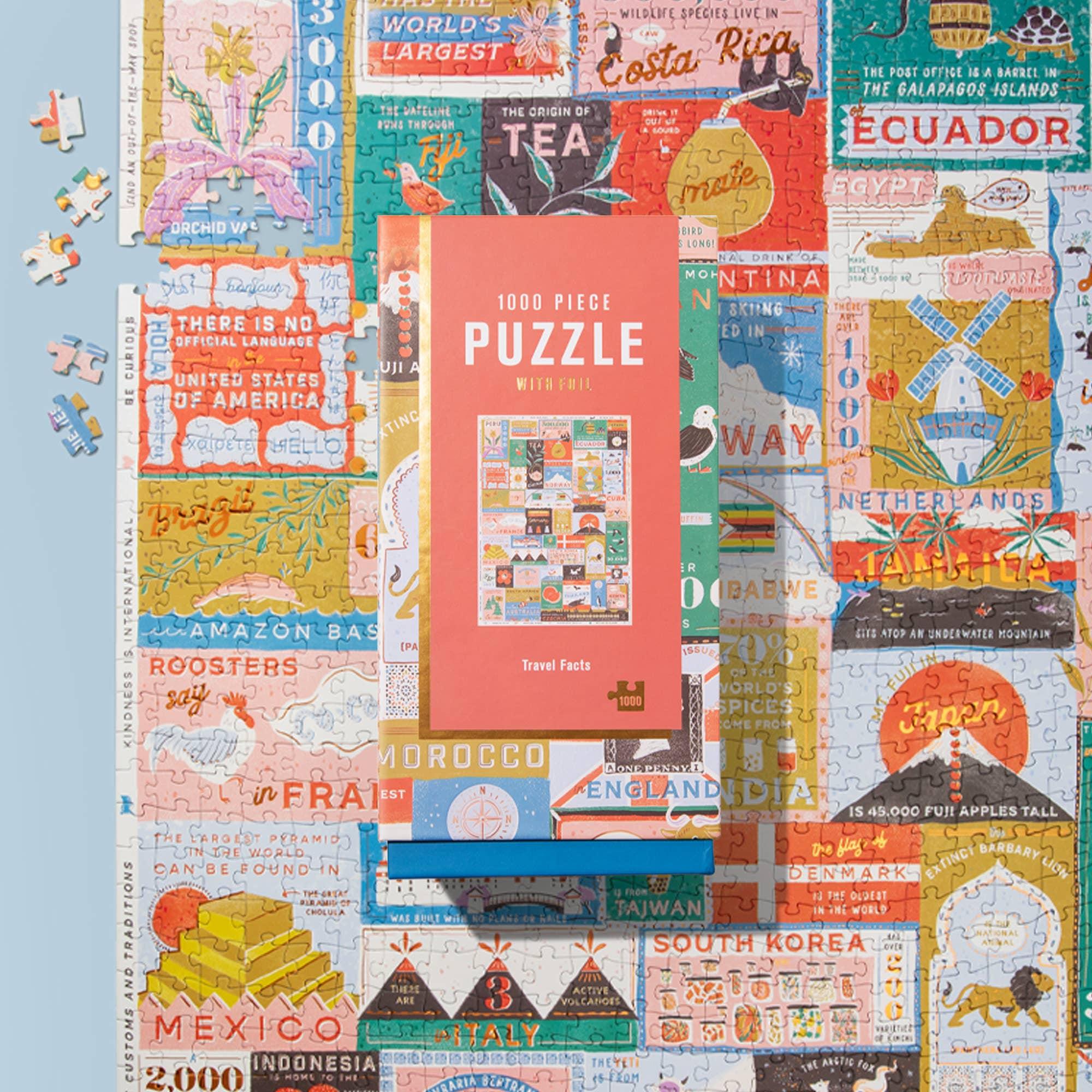 travel facts 1000 piece puzzle lantern press